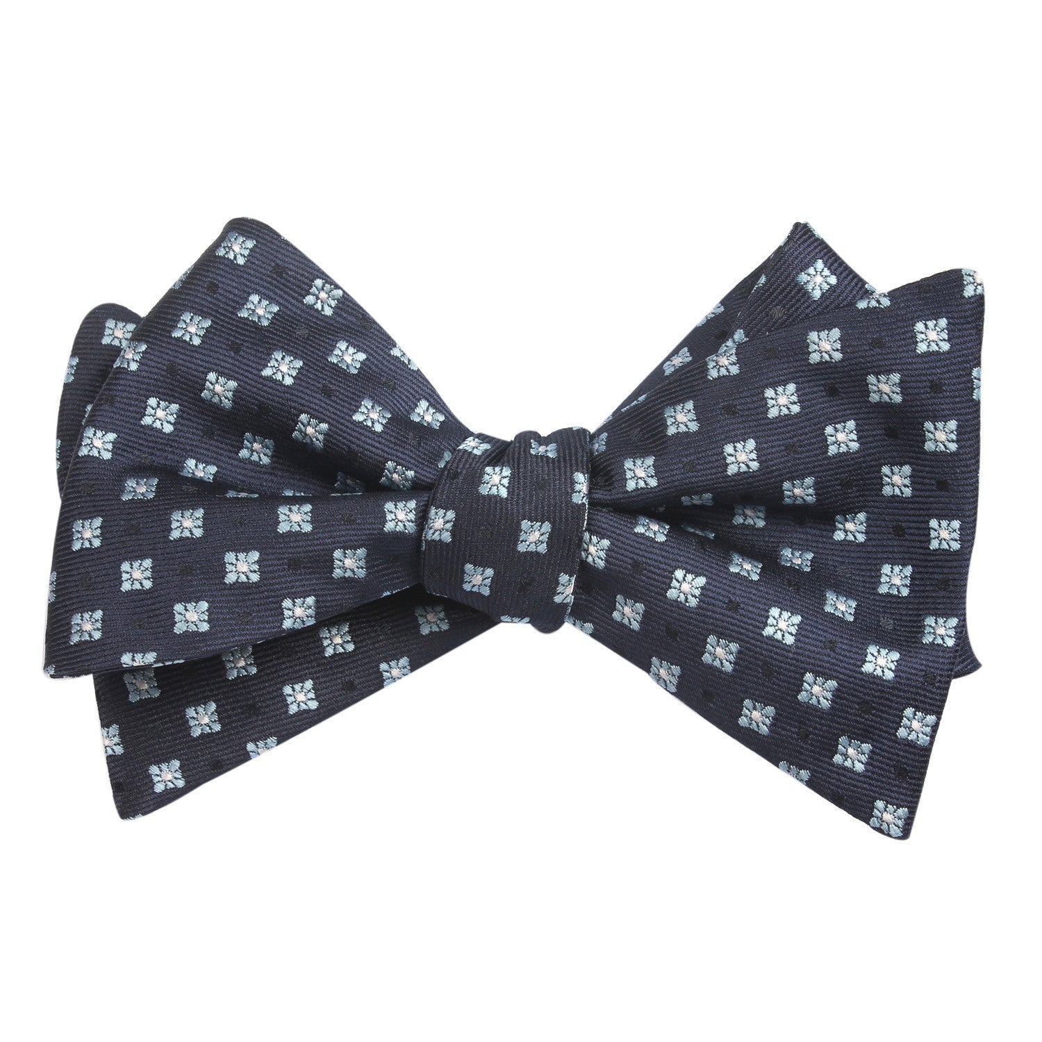 Navy Blue with Light Blue Pattern - Bow Tie (Untied)