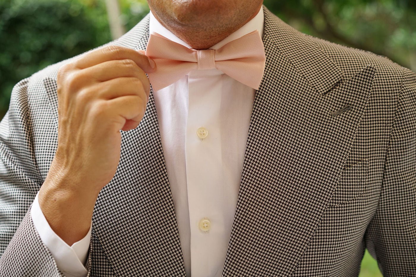 Misty Rose Pink Weave Bow Tie