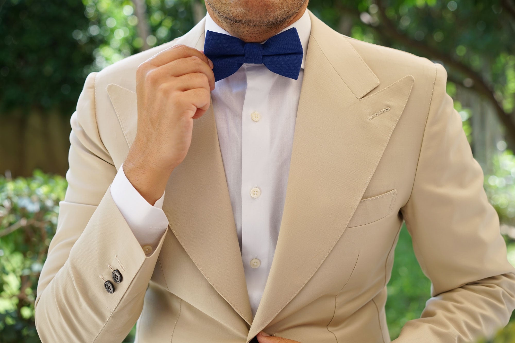 Cobalt Blue Linen Bow Tie