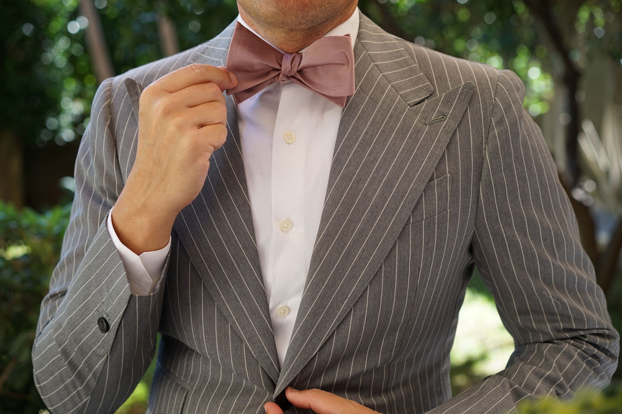 Dusty Mauve Quartz Weave Self Bow Tie