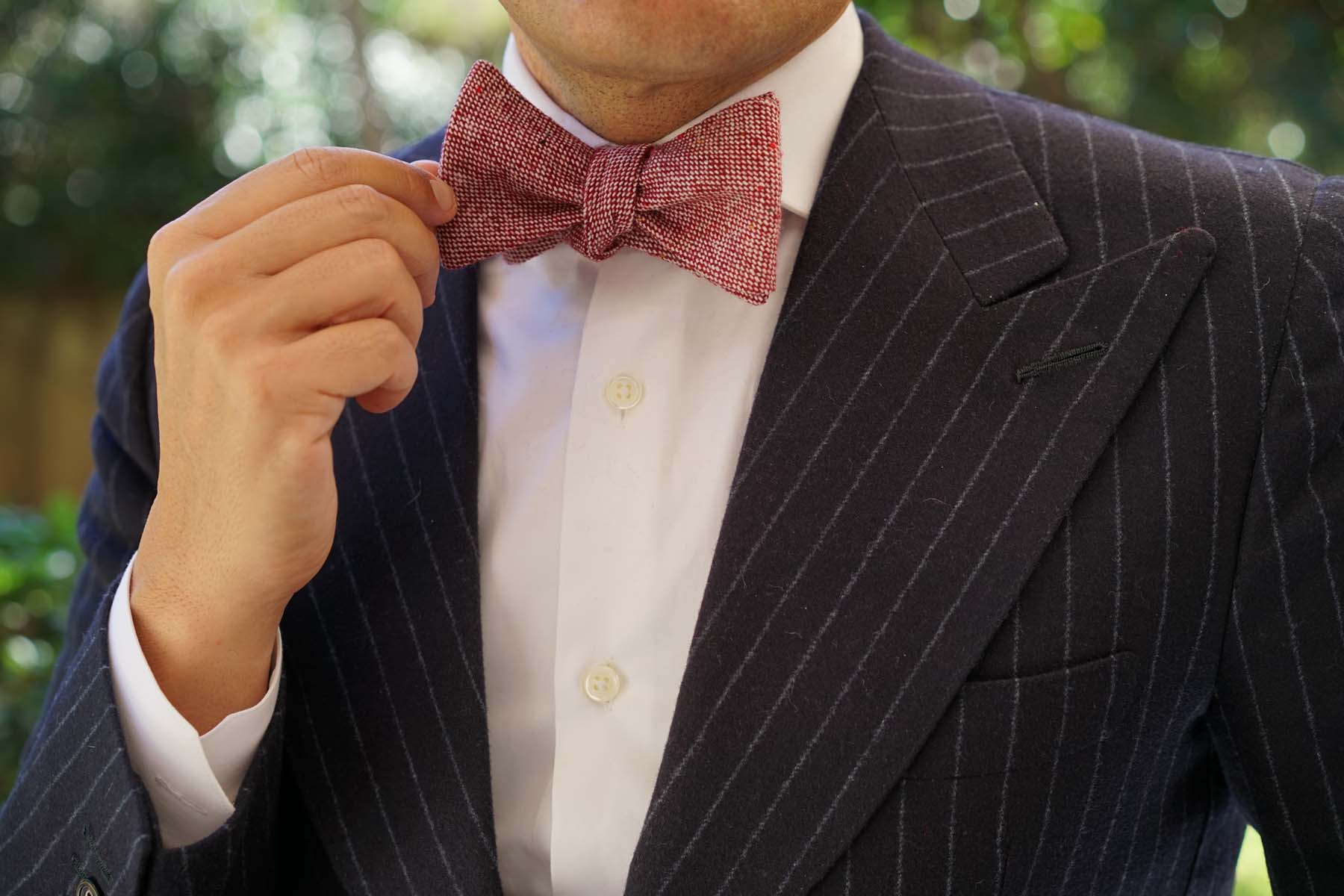 Burgundy Sharkskin Self Bow Tie