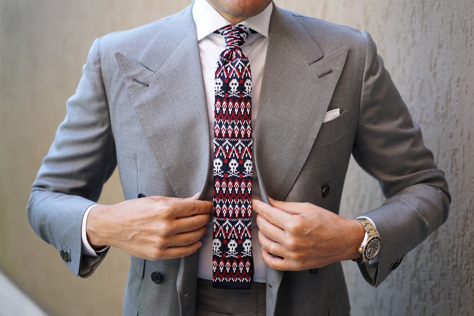 Mr Nixon Skull Knitted Tie