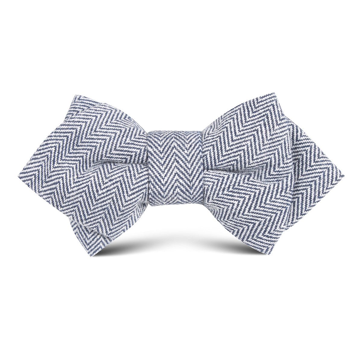 Navy Blue Herringbone Linen Kids Diamond Bow Tie