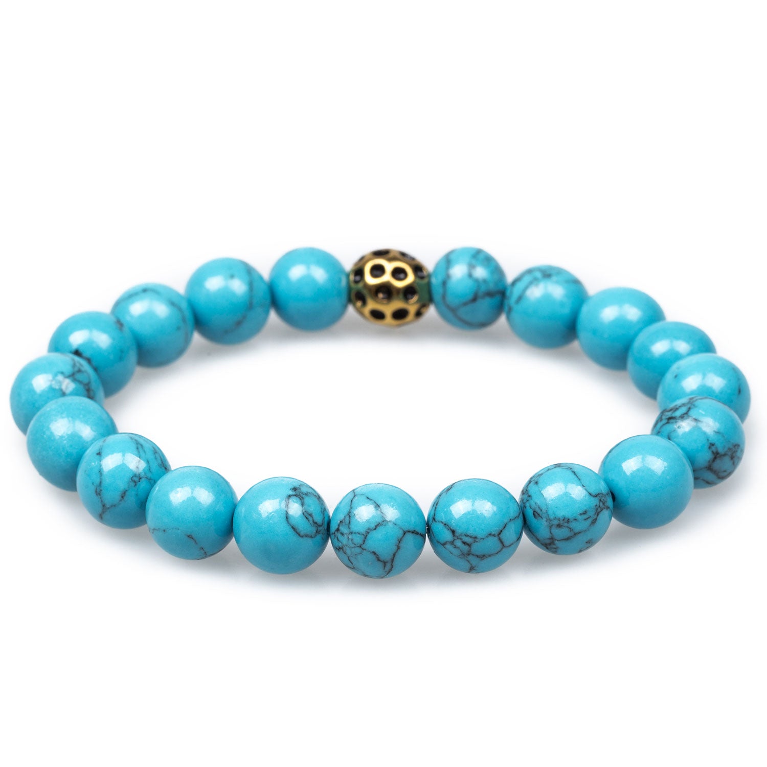 Mystique Blue Turquoise Gold Lava Bracelet