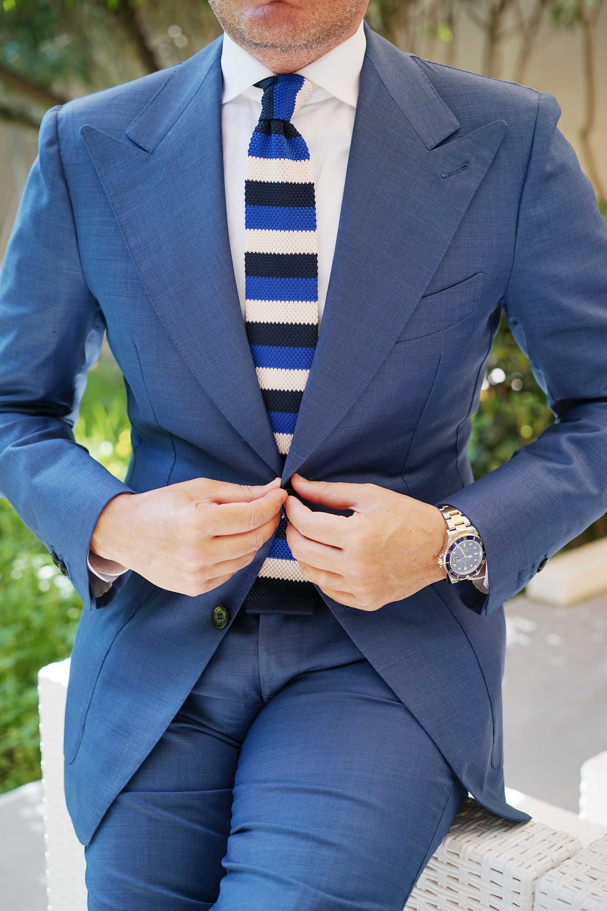 Jimmy the Gent Blue Striped Knitted Tie