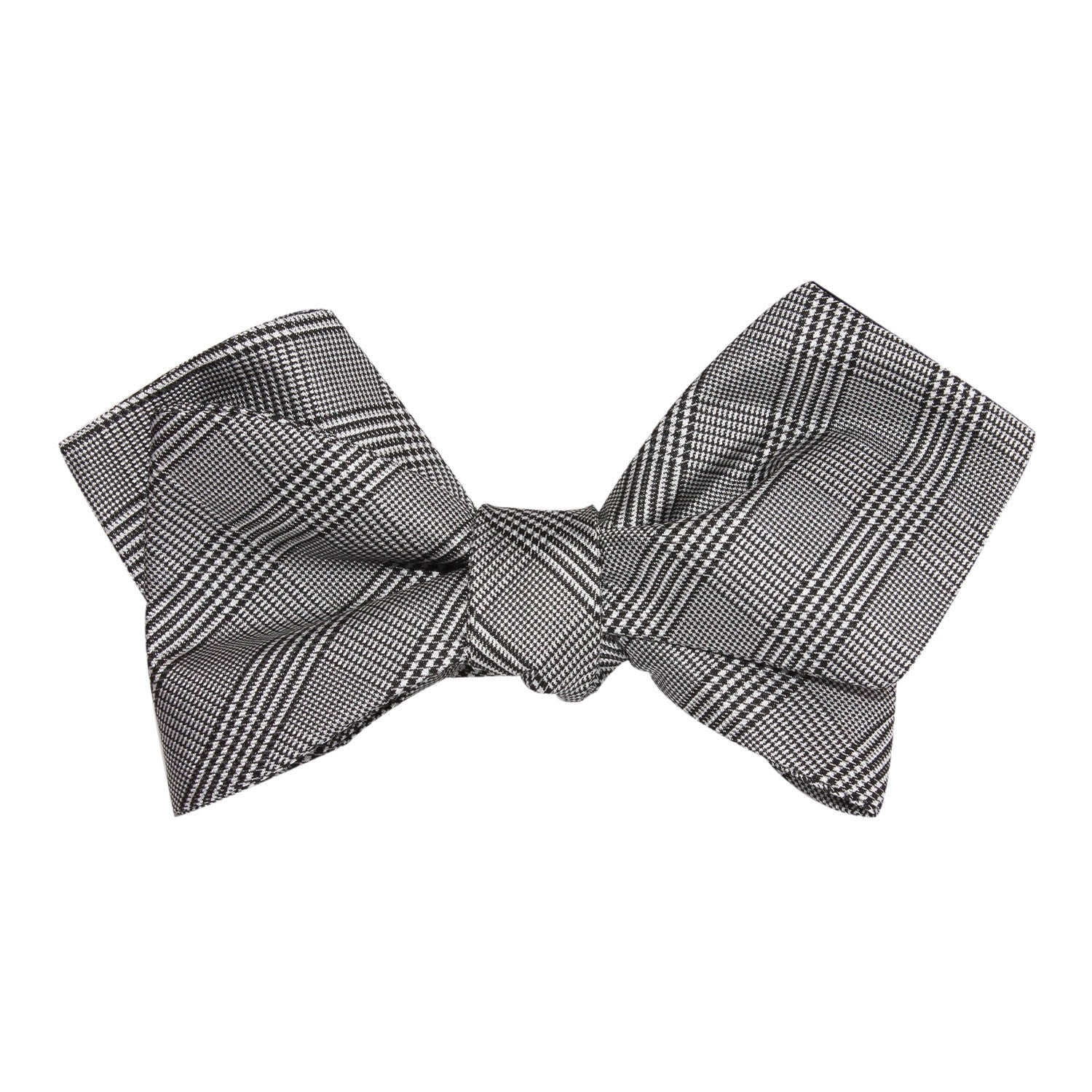 Grey Glen Plaid Self Tie Diamond Tip Bow Tie