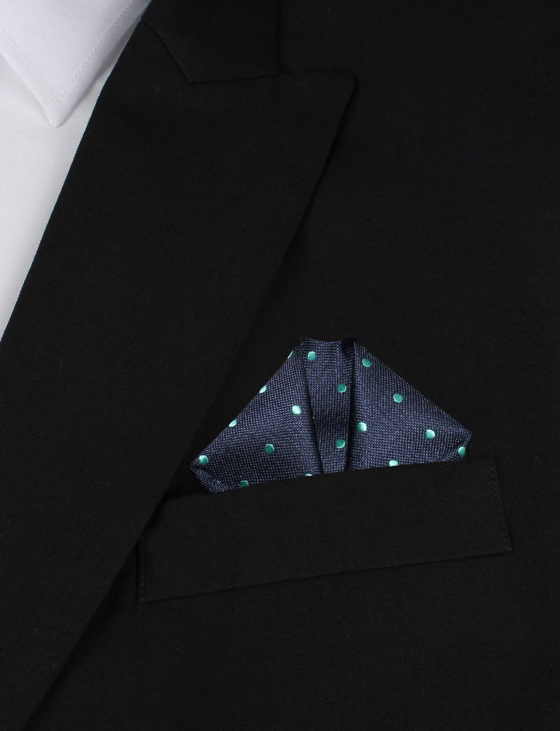 Navy Blue with Mint Green Polka Dots Pocket Square