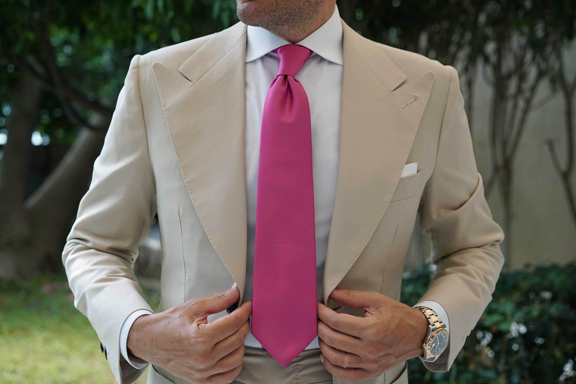 Fuchsia Pink Twill Necktie