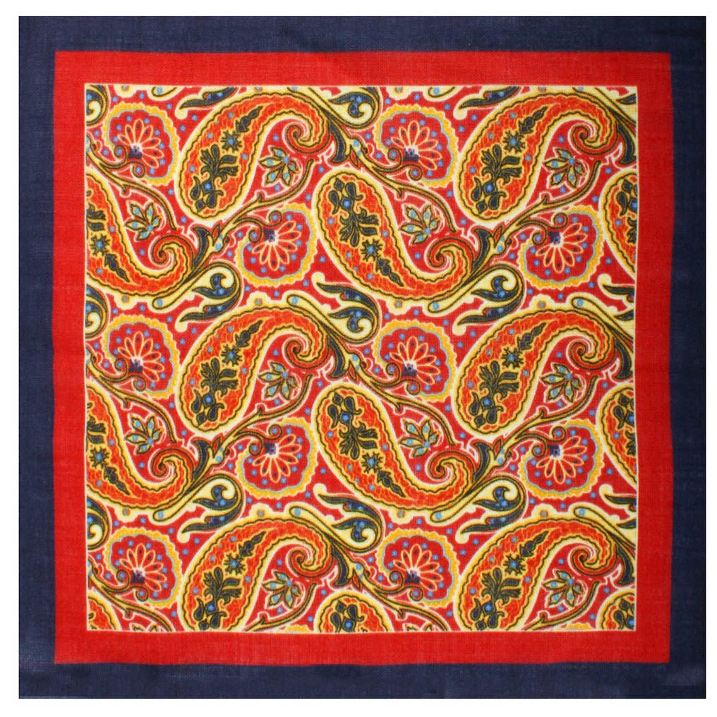 Mr. Jones Orange Paisley Wool Pocket Square