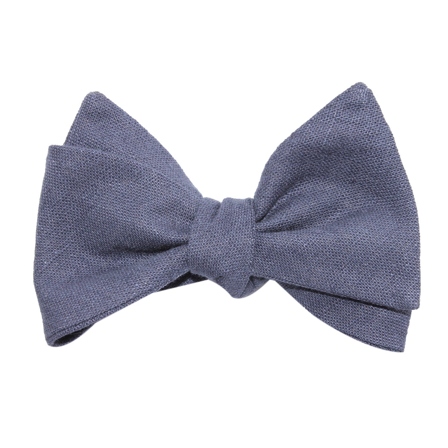 Navy Blue Slub Linen Self Tie Bow Tie