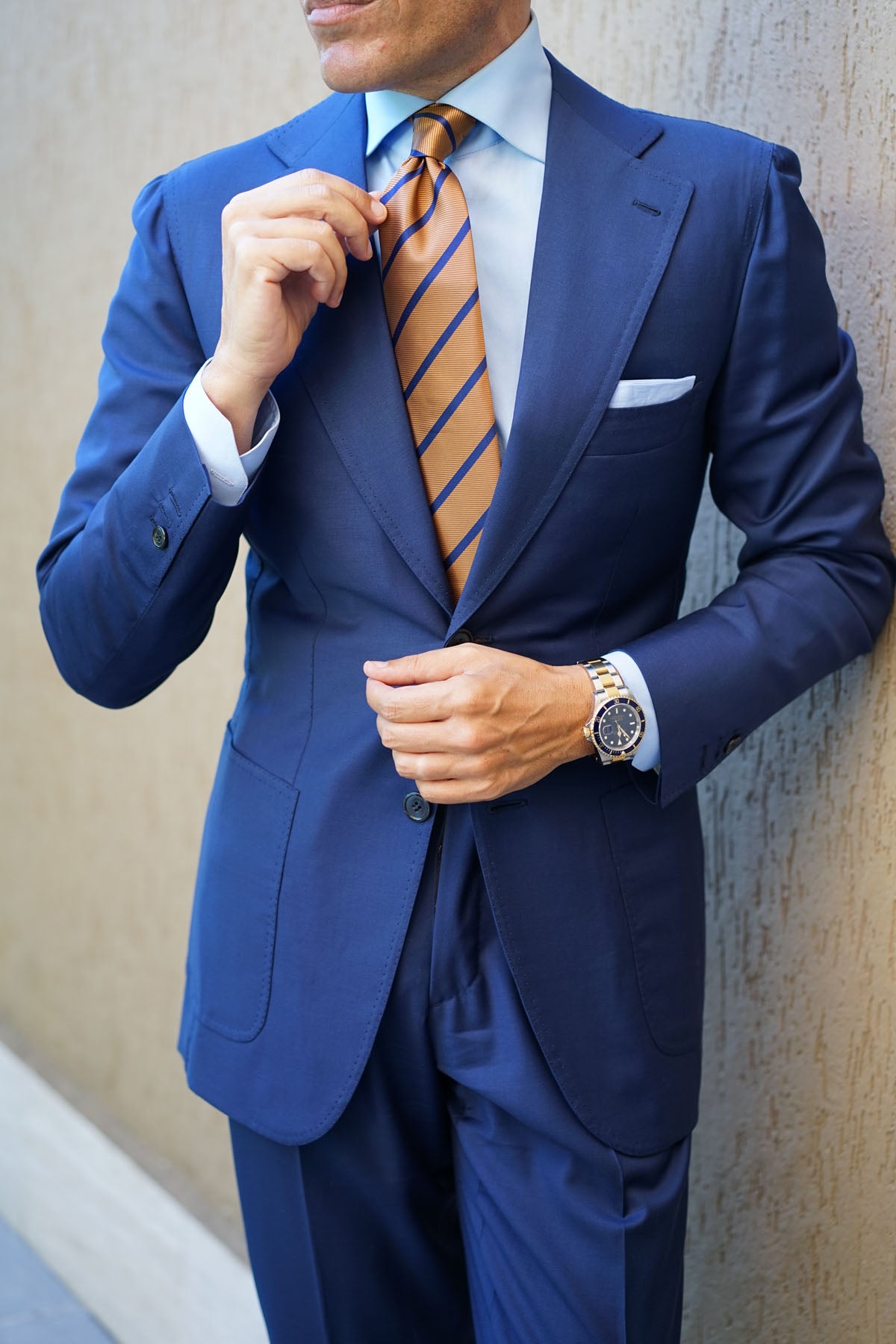 Golden Brown Pencil Stripe Tie