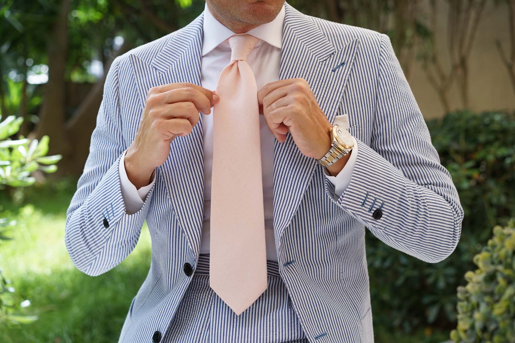 Blush Petal Pink Linen Necktie