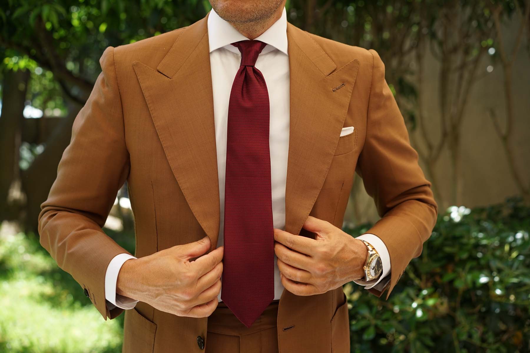 Metallic Maroon Oxford Weave Necktie