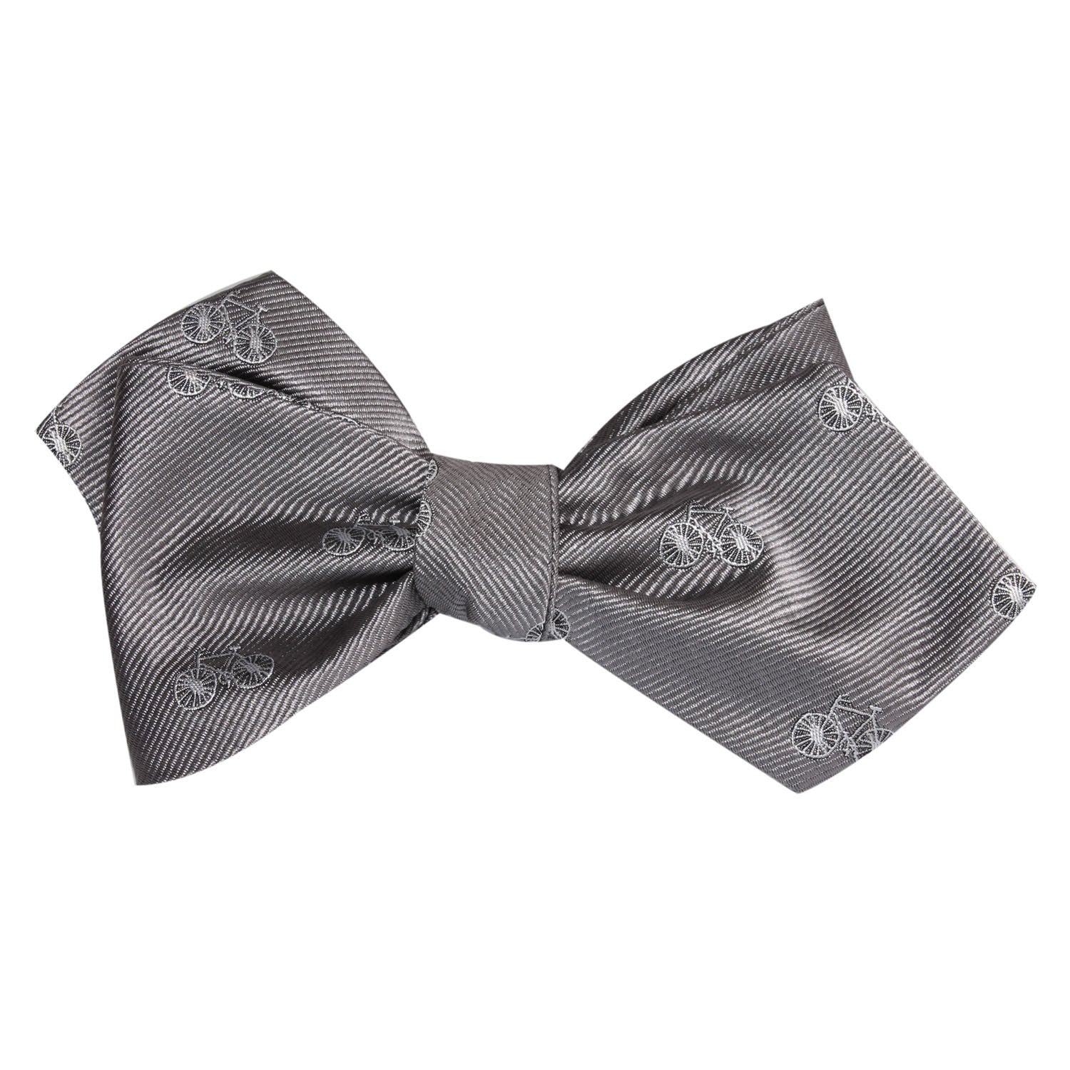 Grey with White French Bicycle Self Tie Diamond Tip Bow Tie