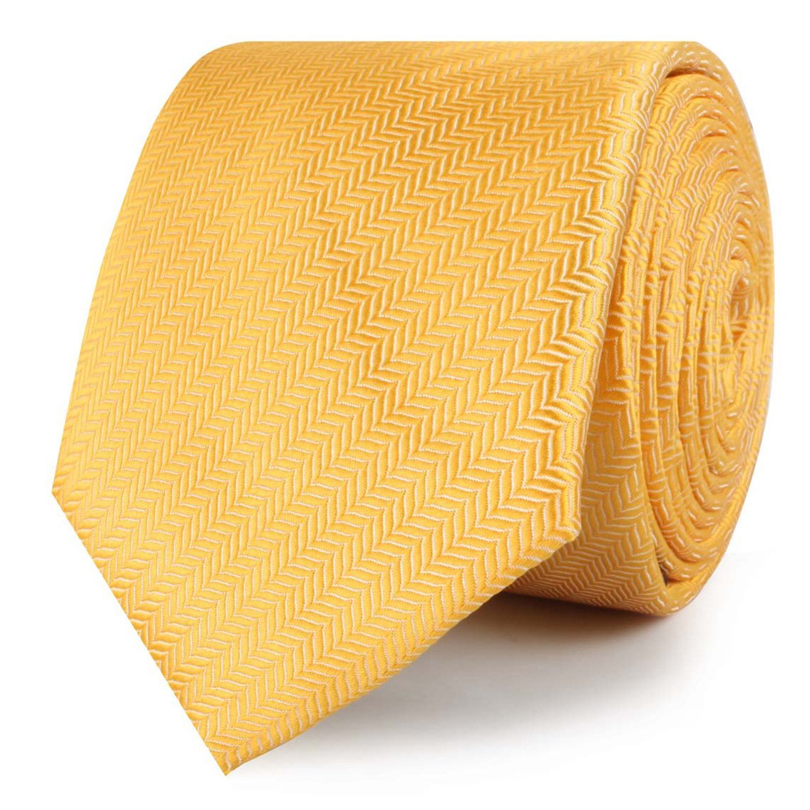 Butterscotch Yellow Herringbone Chevron Skinny Tie