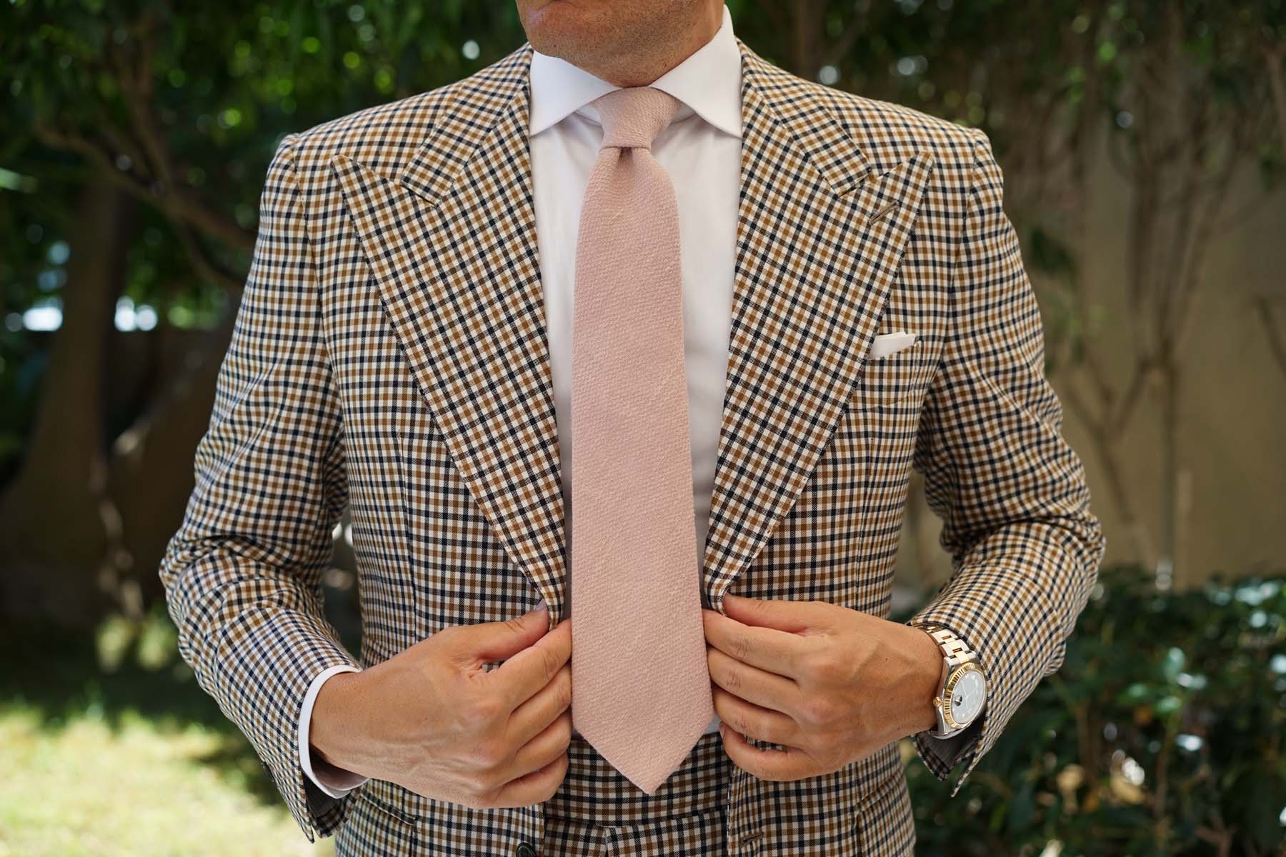 Dusty Beige Pink Linen Necktie