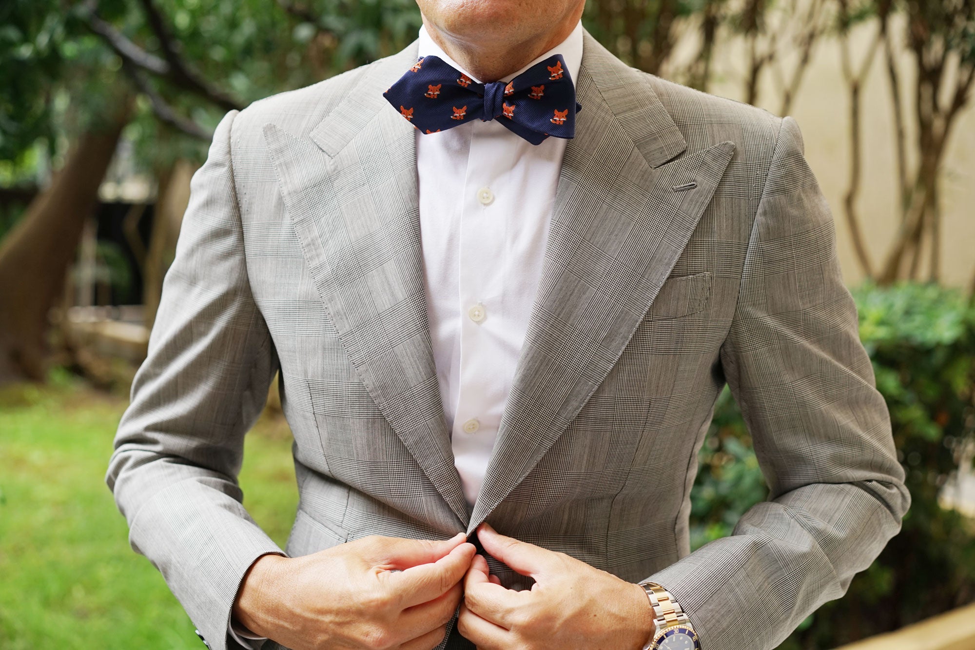 North American Kit Fox Diamond Self Bow Tie