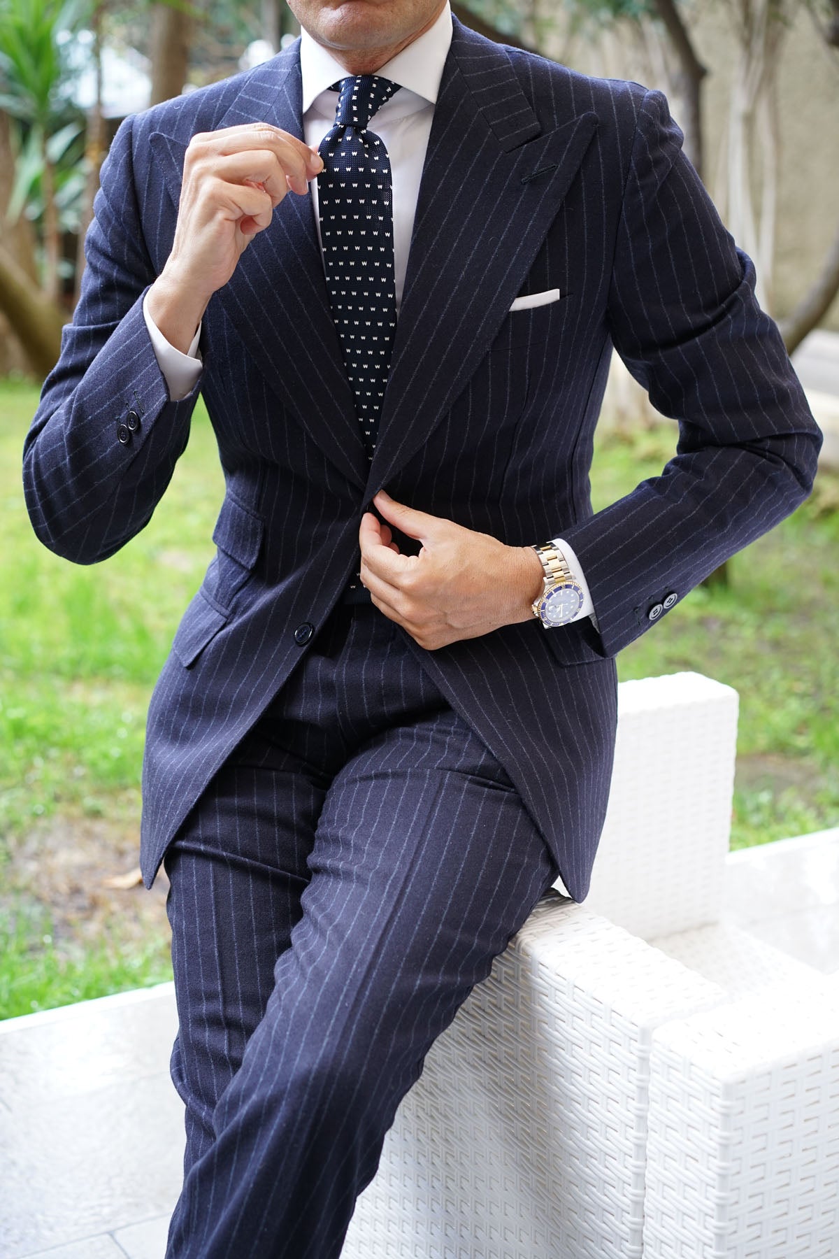 Navy Blue W M Knitted Tie