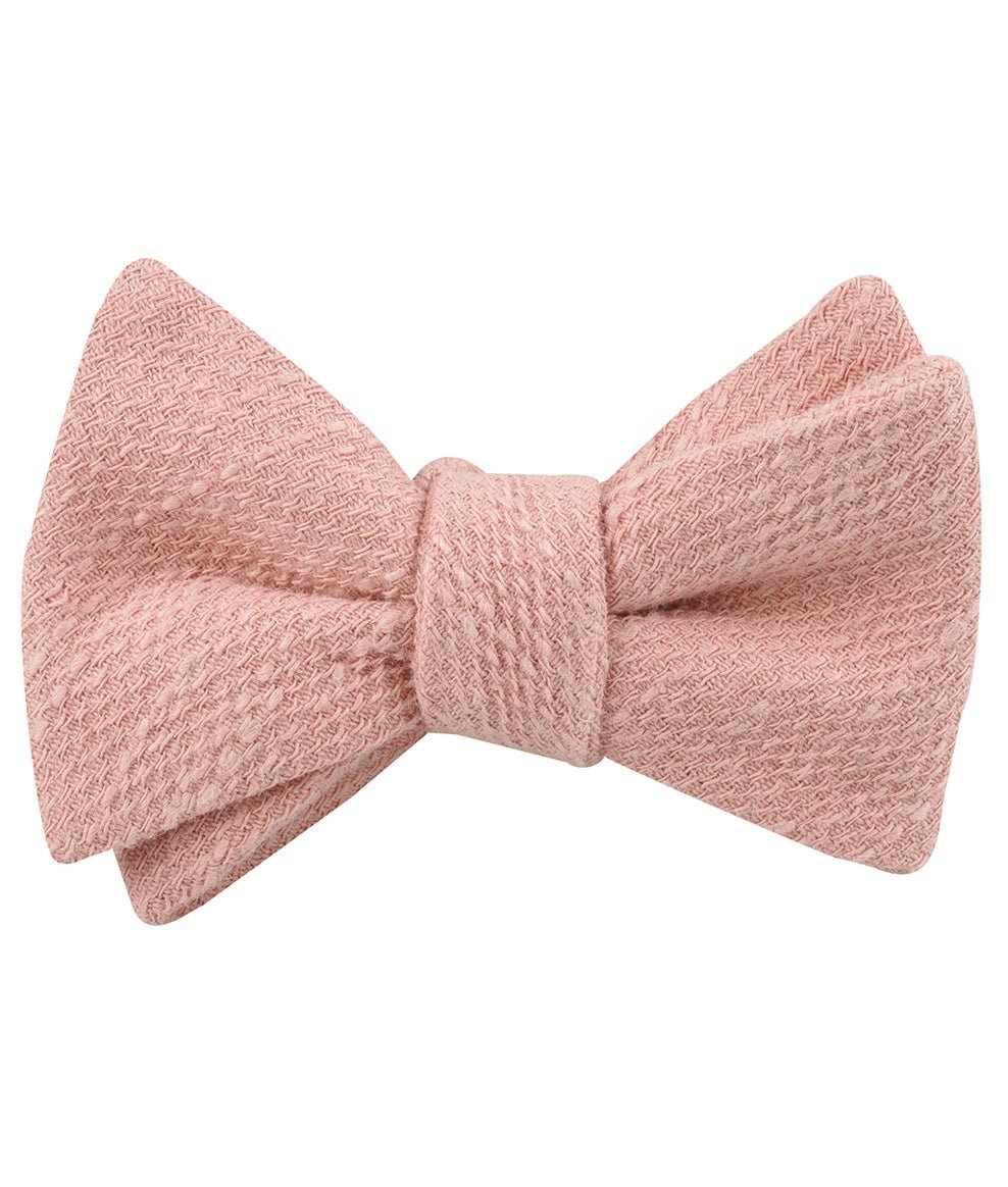 Blush Flamingo Pink Linen Self Bow Tie