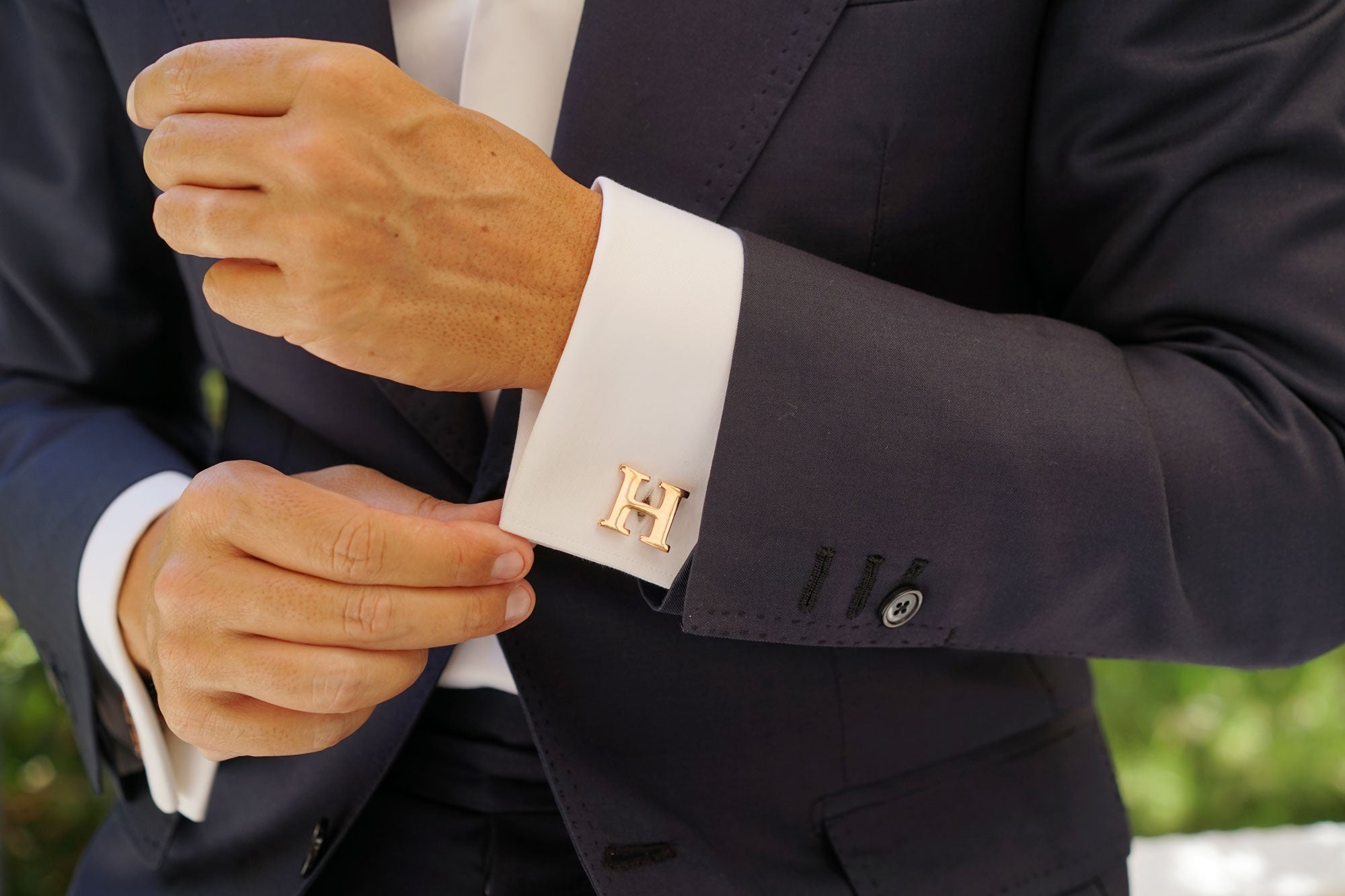 Rose Gold Letter H Cufflinks