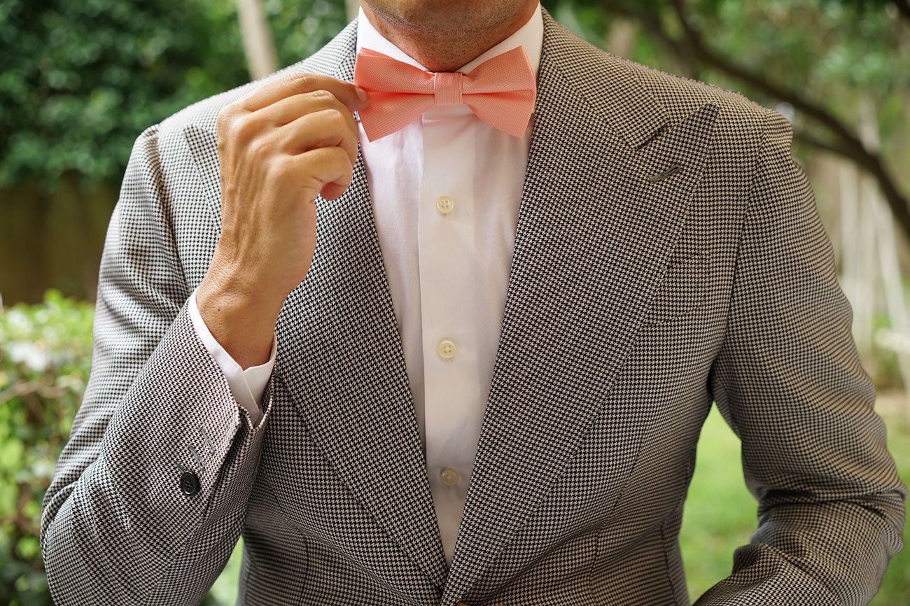 Bellini Peach Weave Bow Tie