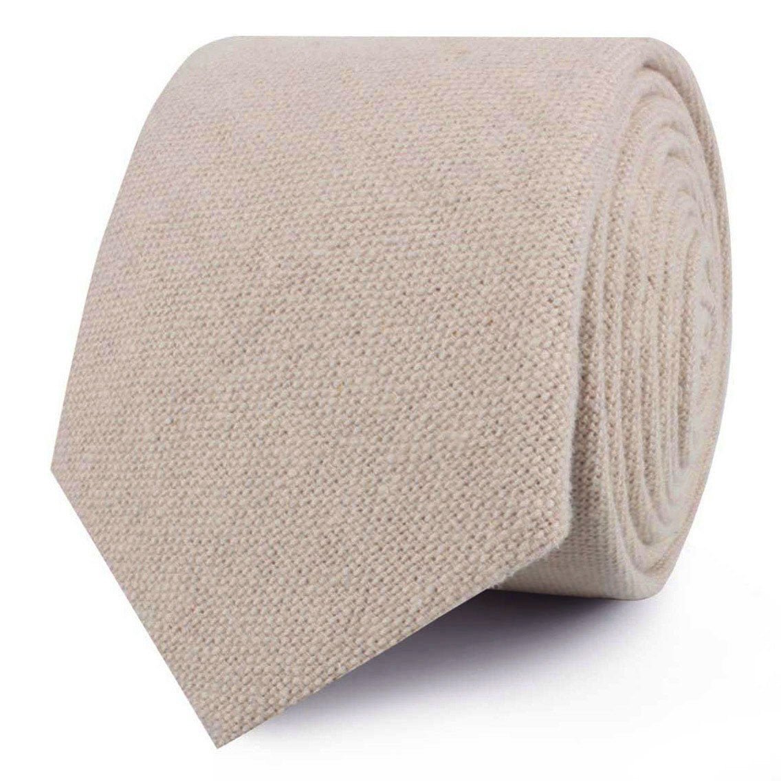 Champagne Beige Linen Skinny Tie