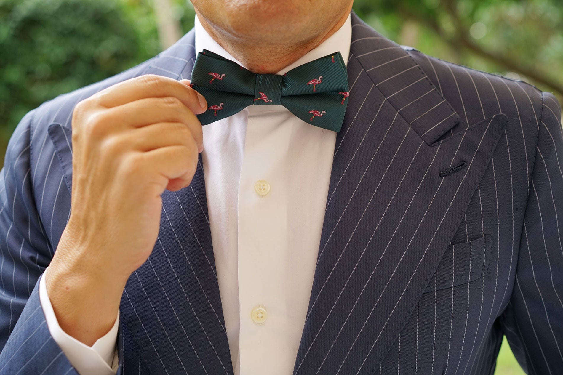 Caribbean Royal Green Flamingo Bow Tie