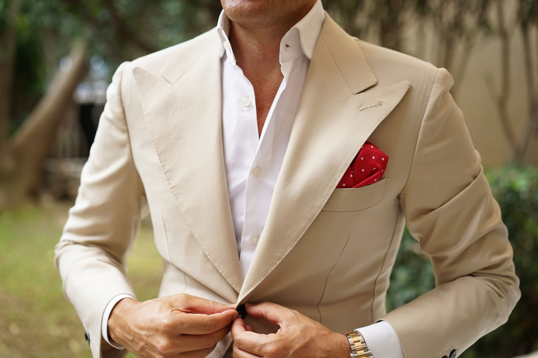 Red with White Polka Dots Pocket Square