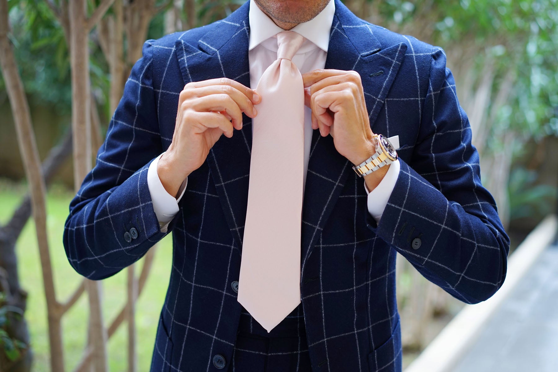 Blush Pink Herringbone Necktie