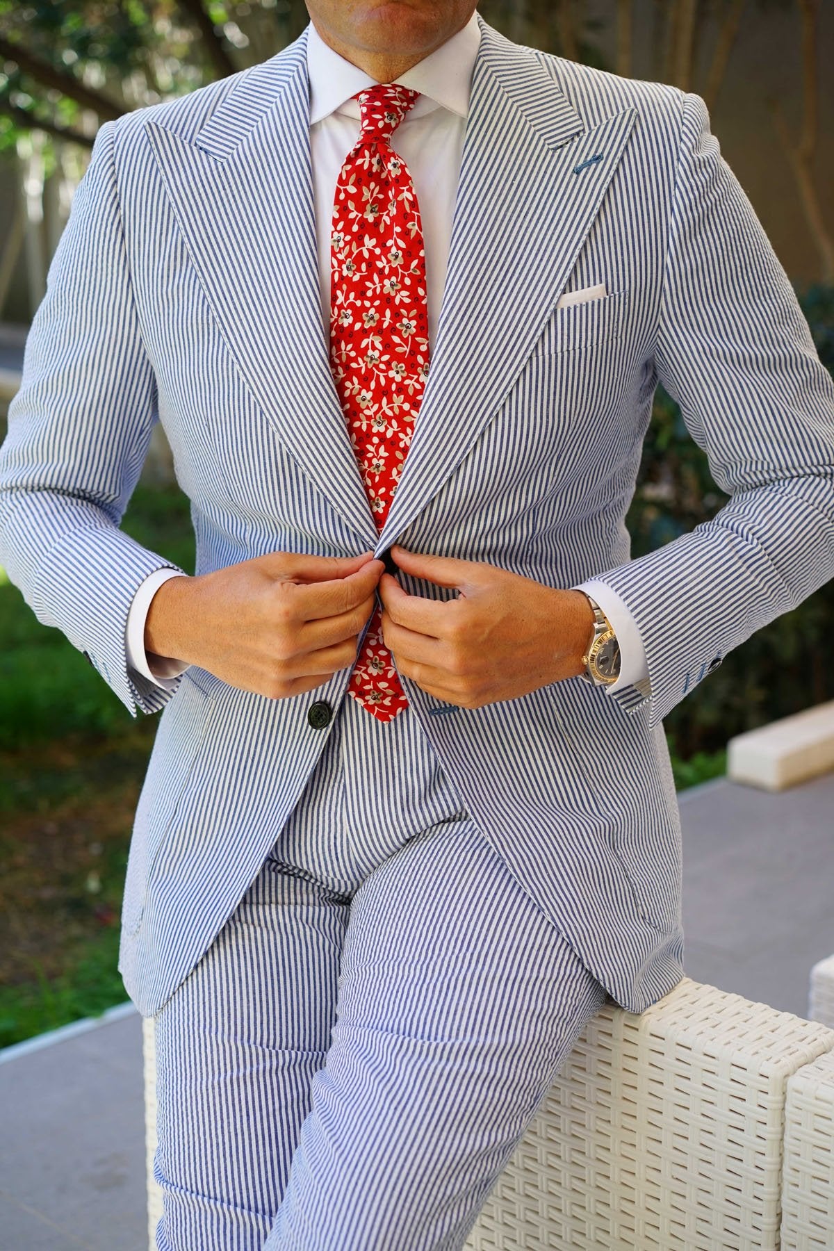 Yukata Red Floral Necktie