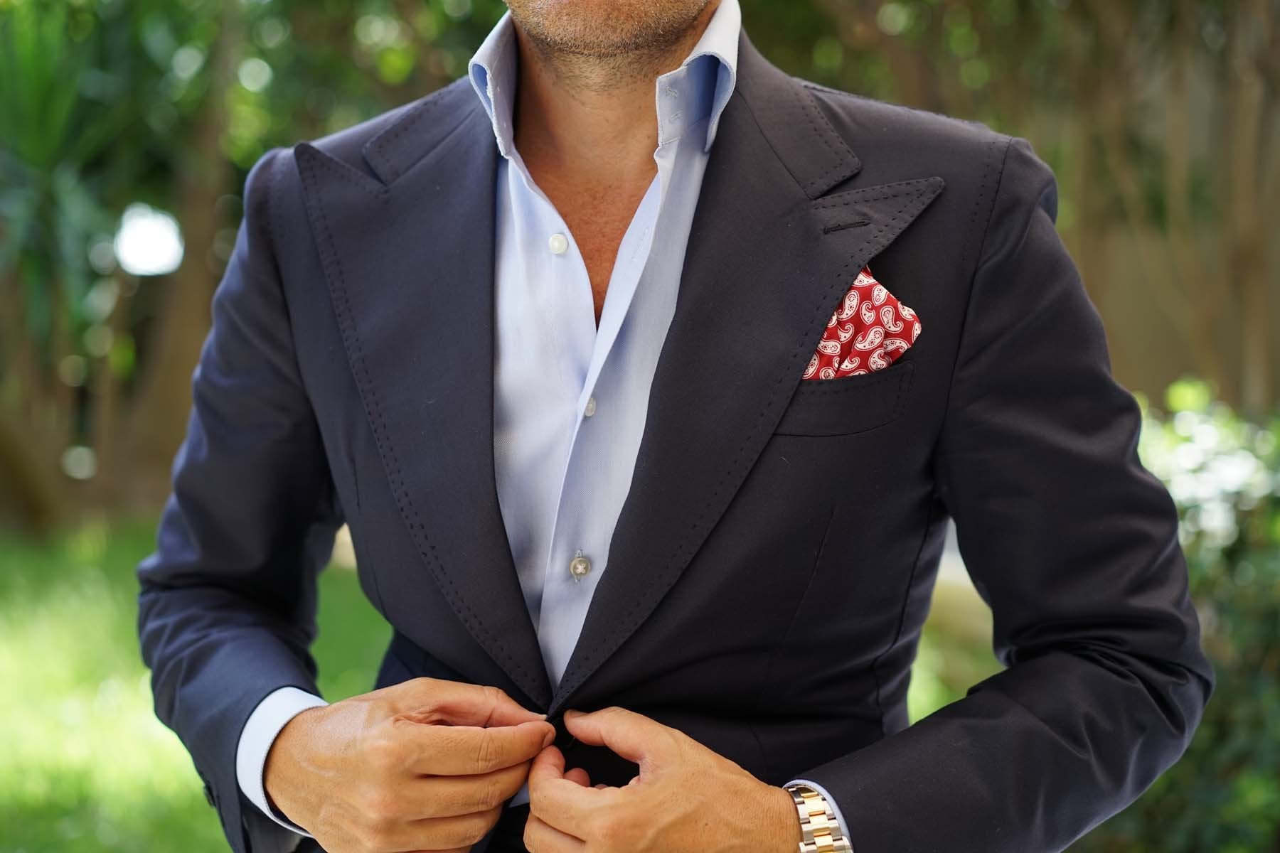 Danielre Red Paisley Pocket Square