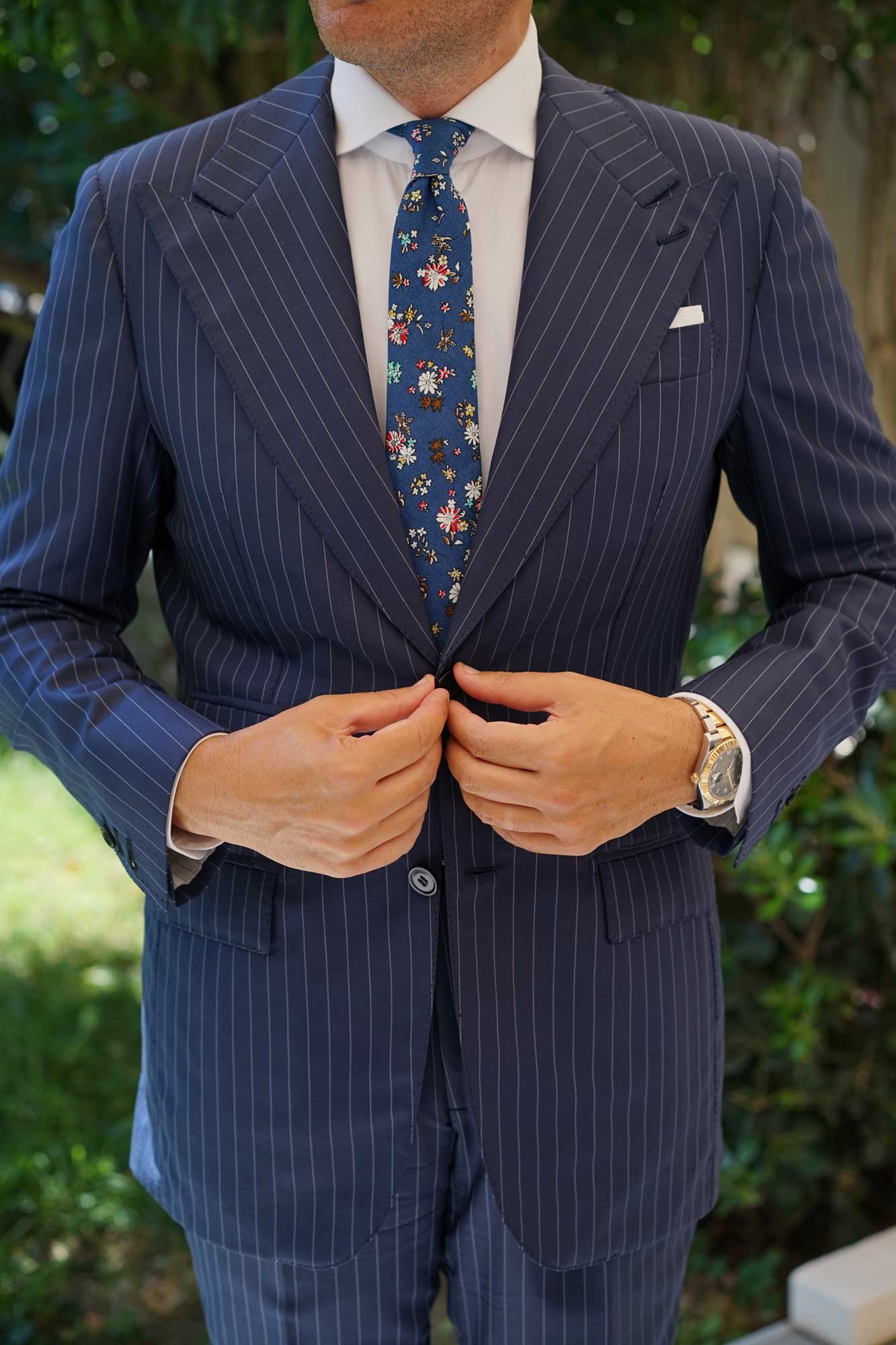 Floraison Carnivale Blue Floral Skinny Tie