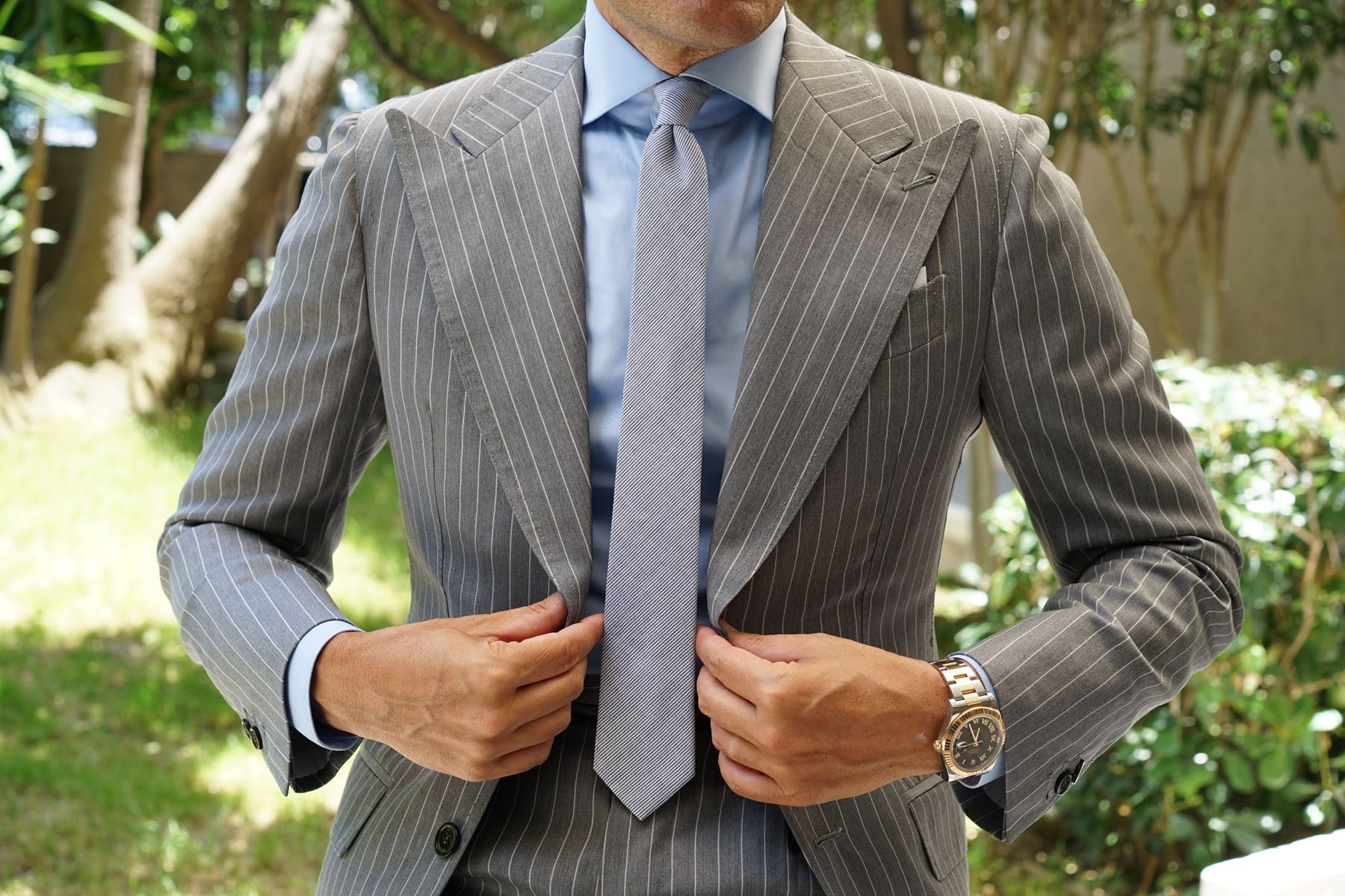 French Pinstripe Cotton Skinny Tie