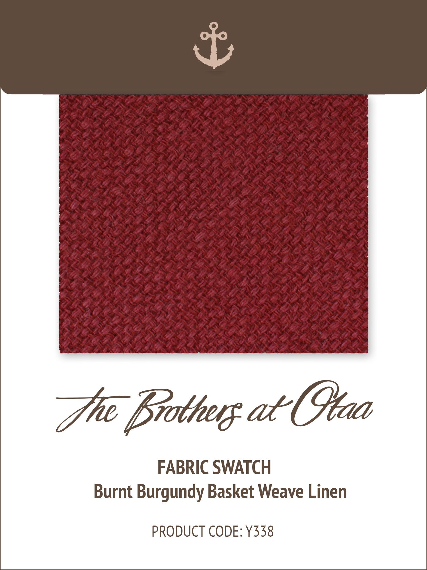 Fabric Swatch (Y338) - Burnt Burgundy Basket Weave Linen