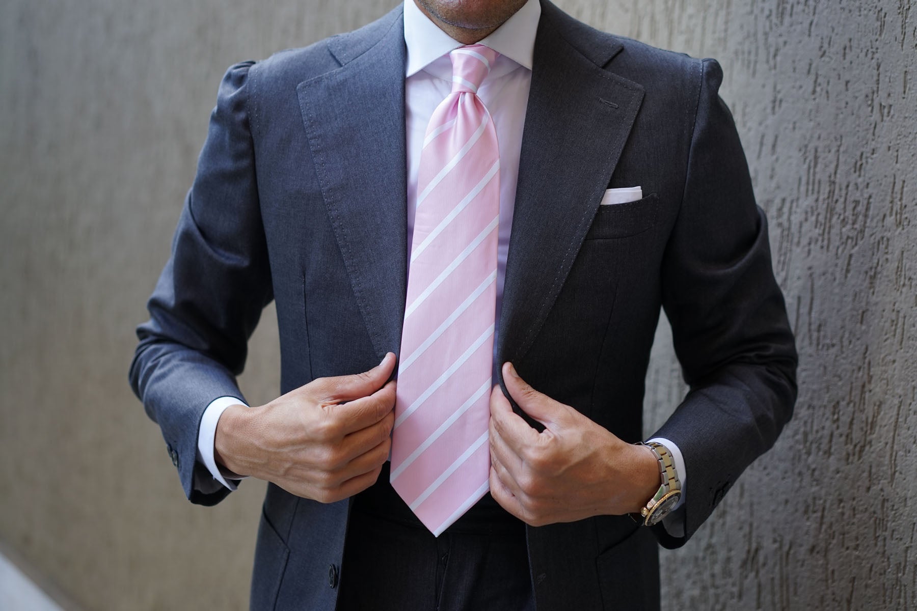 Rose Pink Striped Necktie