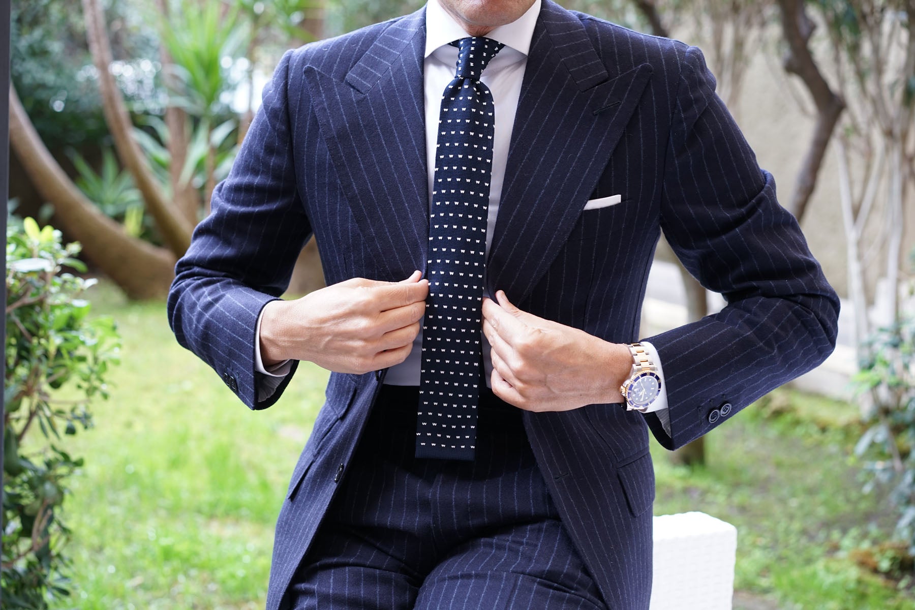 Navy Blue W M Knitted Tie