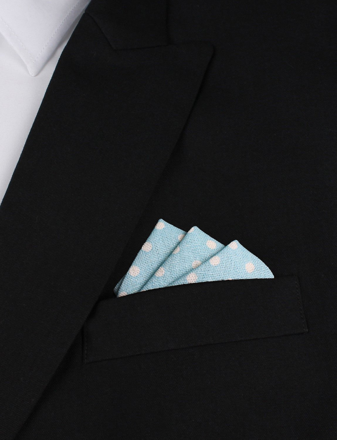 Light Blue Linen Polka Dot Pocket Square