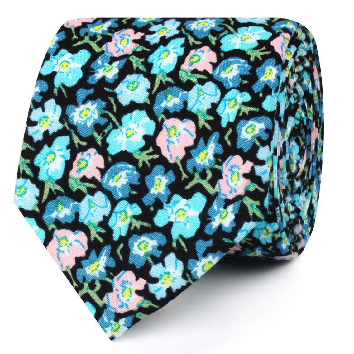 Flax Linum Blue Floral Skinny Tie