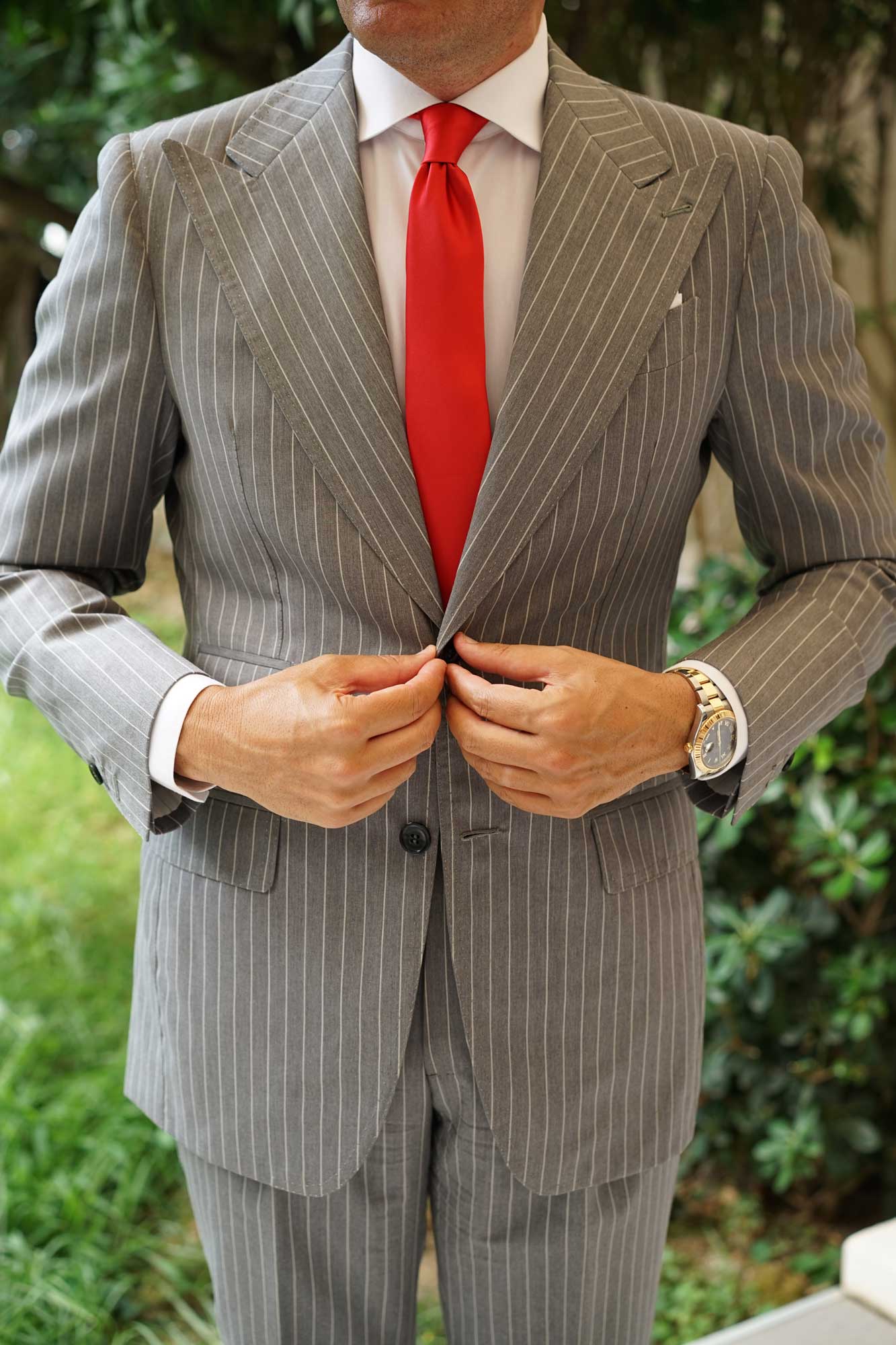 Red Cherry Satin Skinny Tie