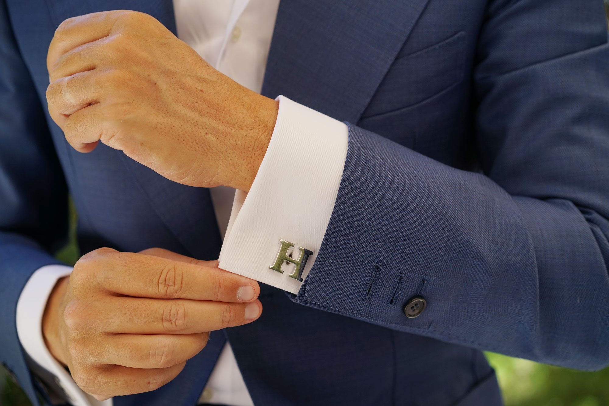 Letter H Silver Cufflinks