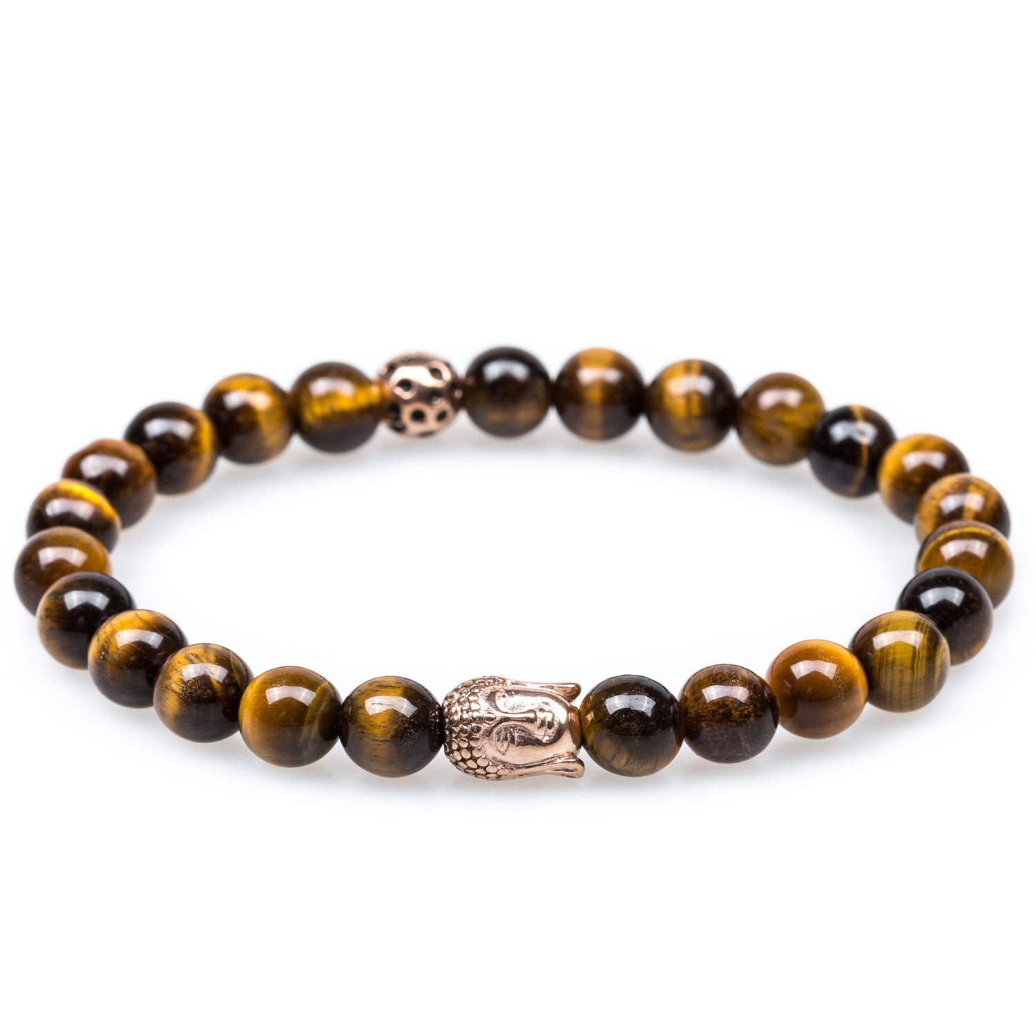 Yellow Tiger's Eye Rose Gold Buddha Bracelet