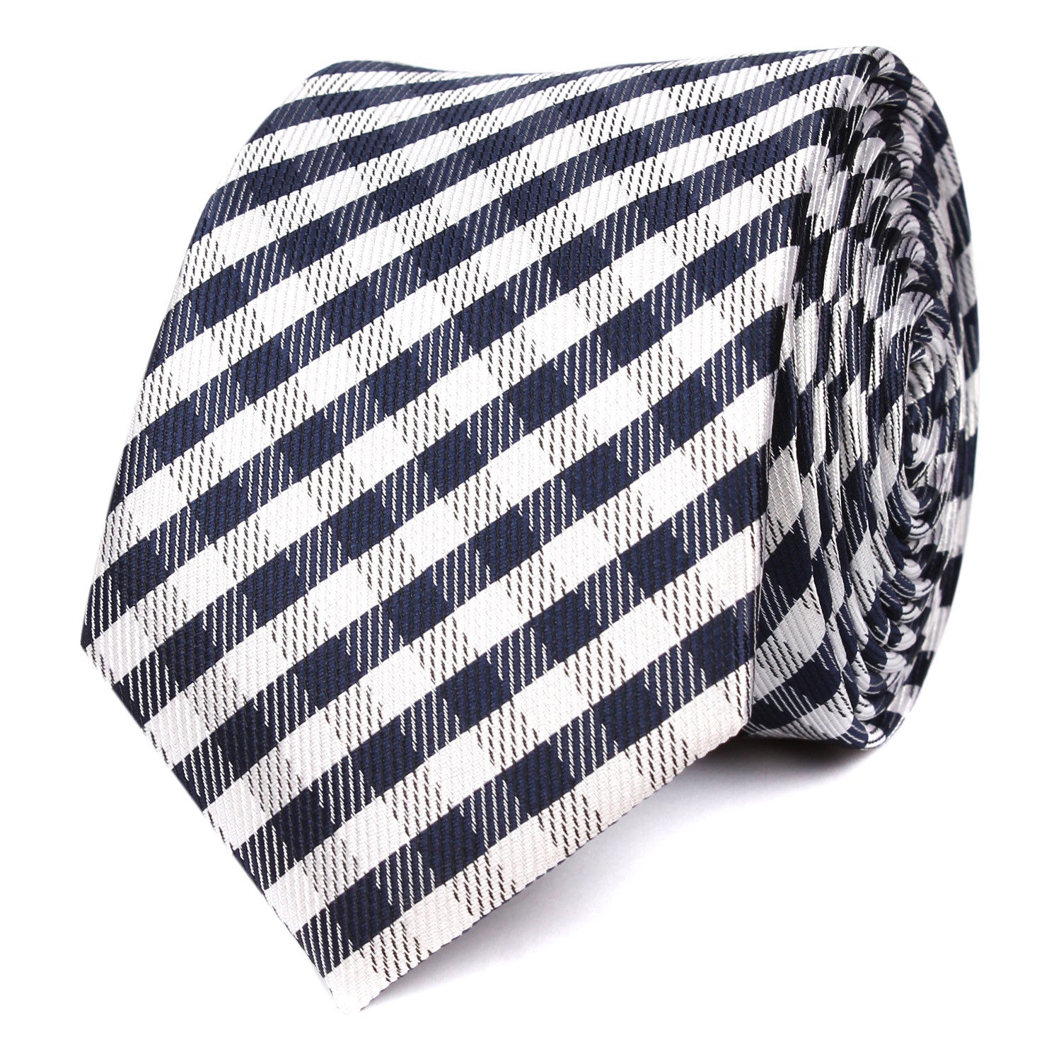 Navy Blue Gingham Skinny Tie