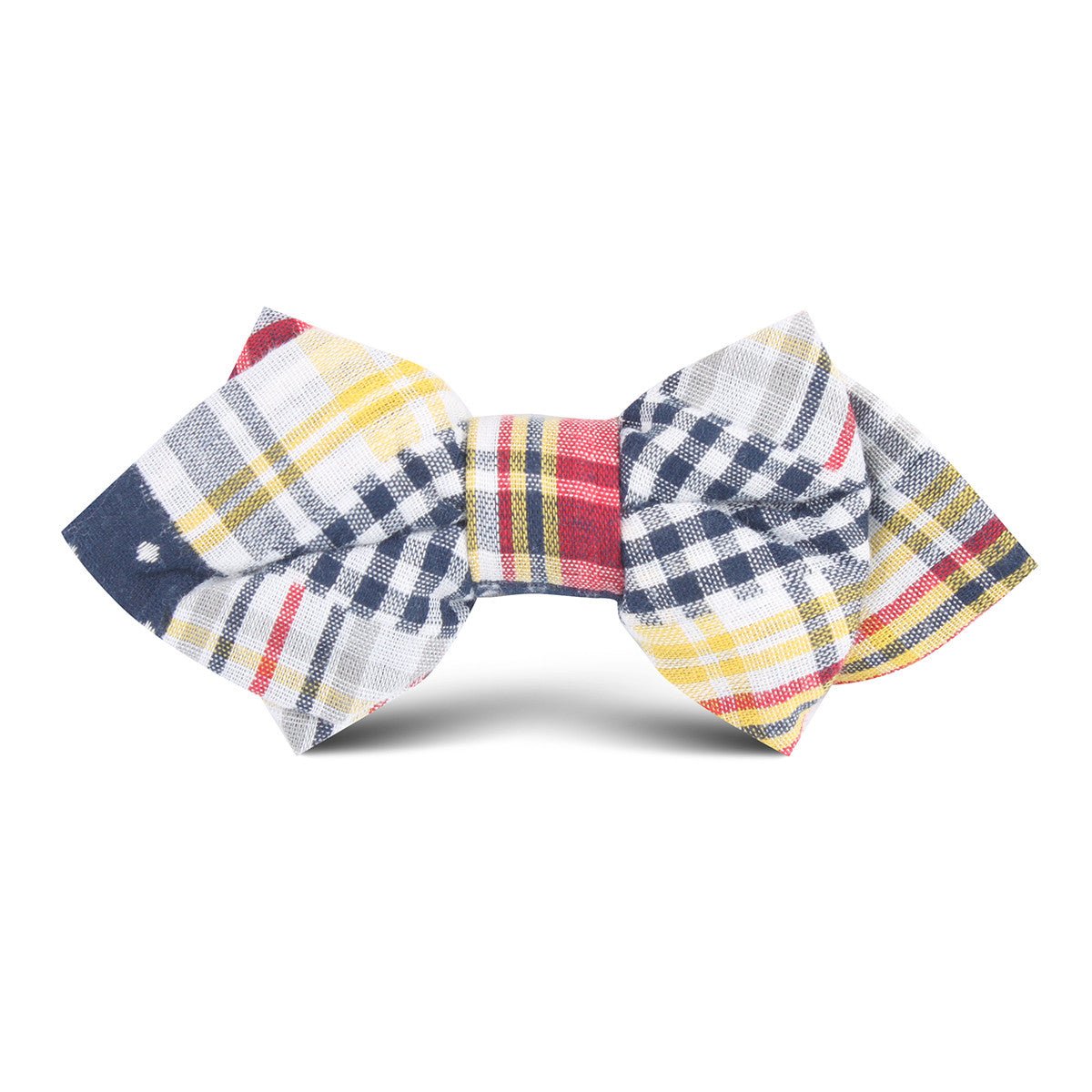 Plaid Grey Gingham Cotton Polka Dot Kids Diamond Bow Tie