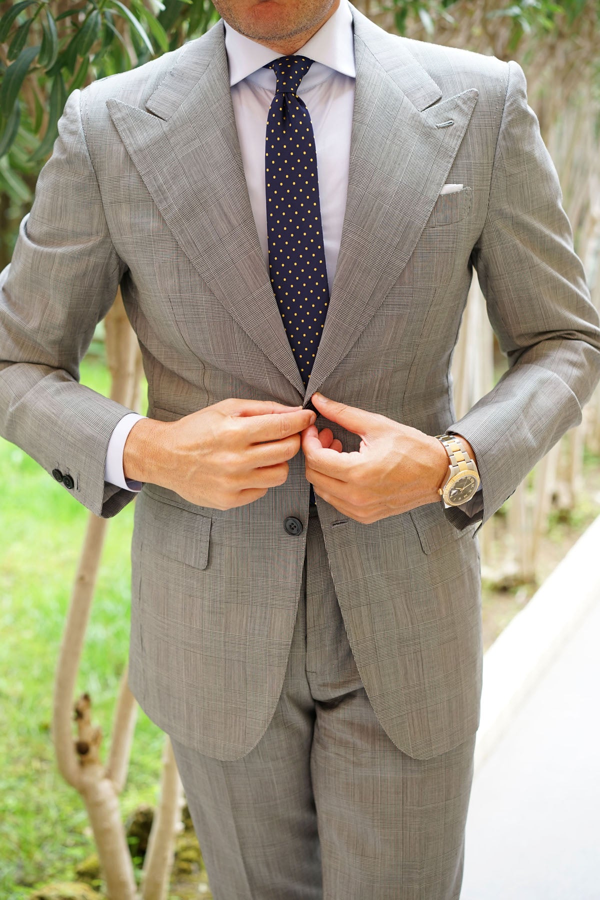 Mr Churchill Yellow Dots Skinny Tie