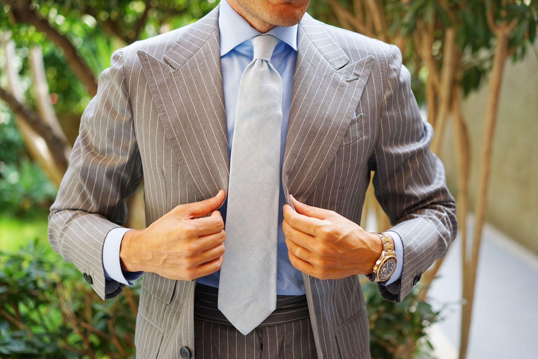 Light Blue Linen Chambray Necktie