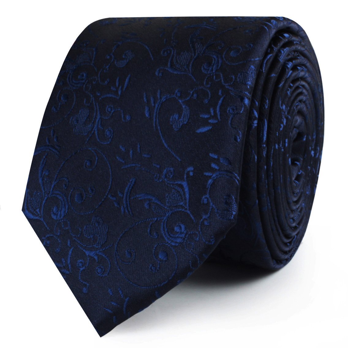 Parc Monceau Navy Blue Floral Skinny Tie