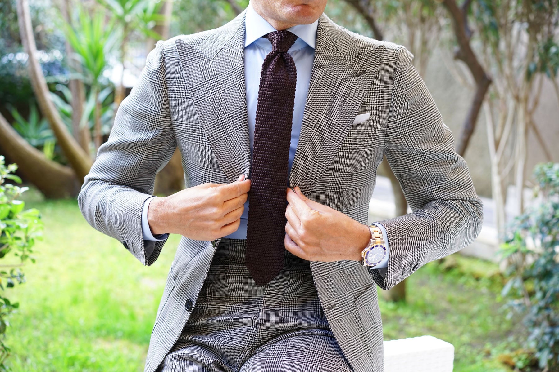 Brown Pointed Knitted Tie