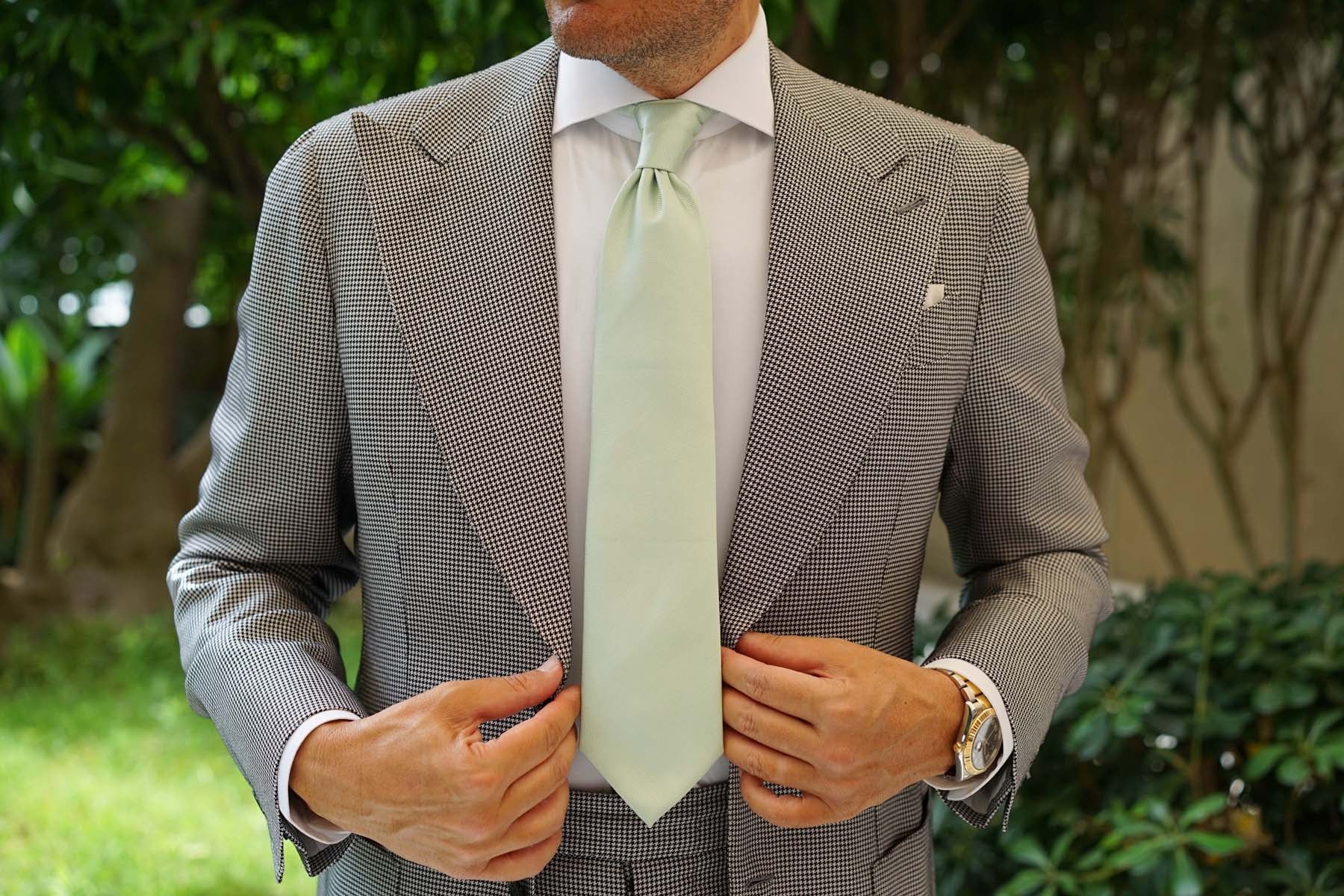 Light Sage Green Weave Necktie