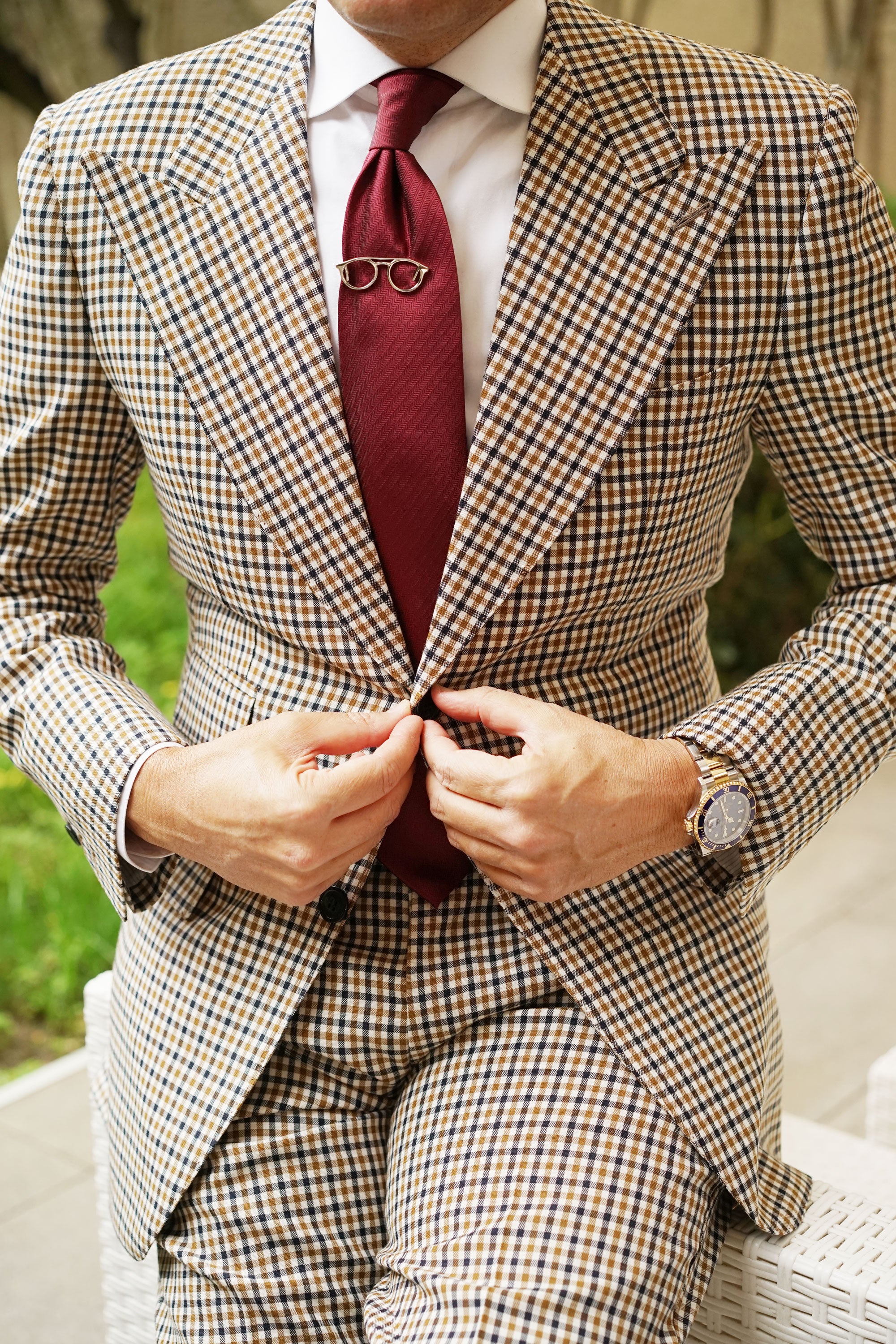 Silver Glasses Tie Bar