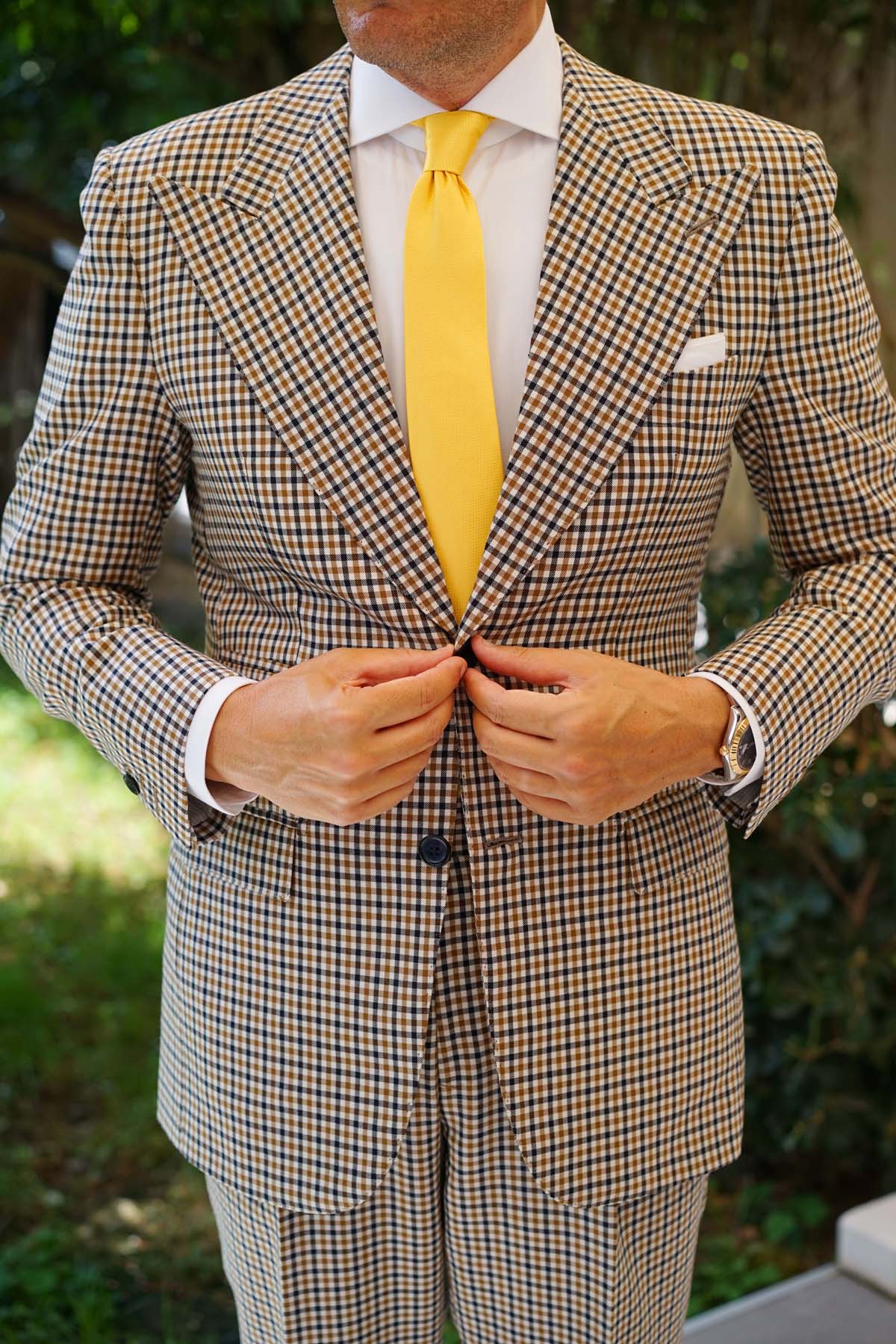 Sunflower Yellow Basket Weave Skinny Tie